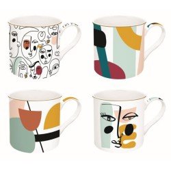  Coffret de 4 Mugs Moderne VISAGE - EASY LIFE