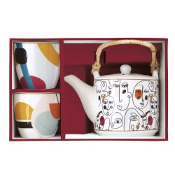 Coffret Theiere 60CL avec Filtre en Inox et 2 tasses PICASSO