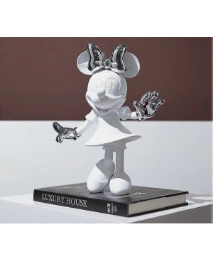  Statut Minnie Mouse Blanche et Argentée - 30cm