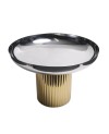 Plat de Présentation Rond en inox avec Pied Doré