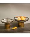 Plat de Présentation Rond en inox avec Pied Doré
