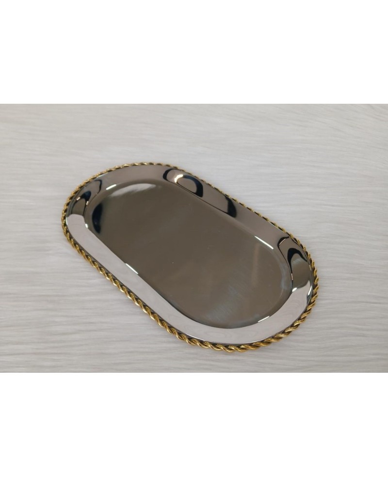 Assiette de Présentation en Inox - Bordure Doré