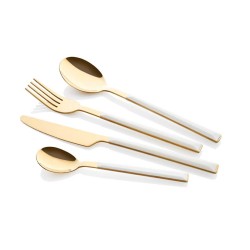 Ensemble de Couverts 24PCS Blanc et Gold - NEVA