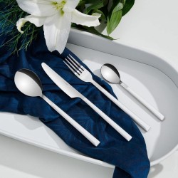  Ensemble de Couverts 24PCS Blanc et Silver - NEVA