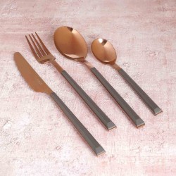 Ensemble de Couverts 24PCS Gris et Bronze