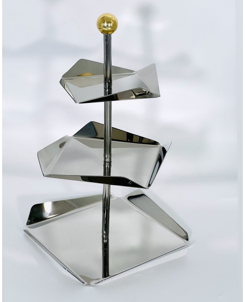 Serviteur 3 Etages en Inox - Perle Dorée