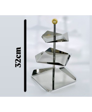 Serviteur 3 Etages en Inox - Perle Dorée