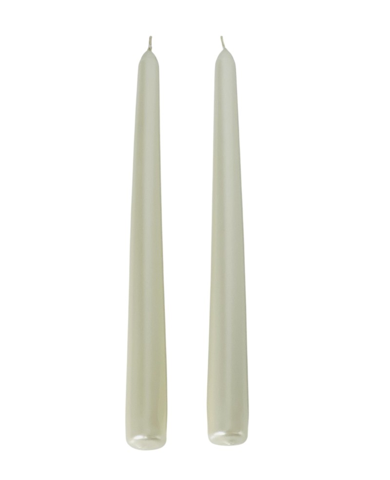 2 Bougies Longues - Blanche Nacré H25cm