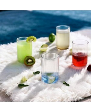 Set de 6 verres Long Strié - 430ml
