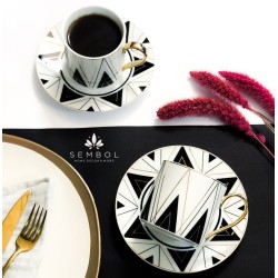  Coffret de 6 Tasses à Café Blanc et Noir - HARLEM