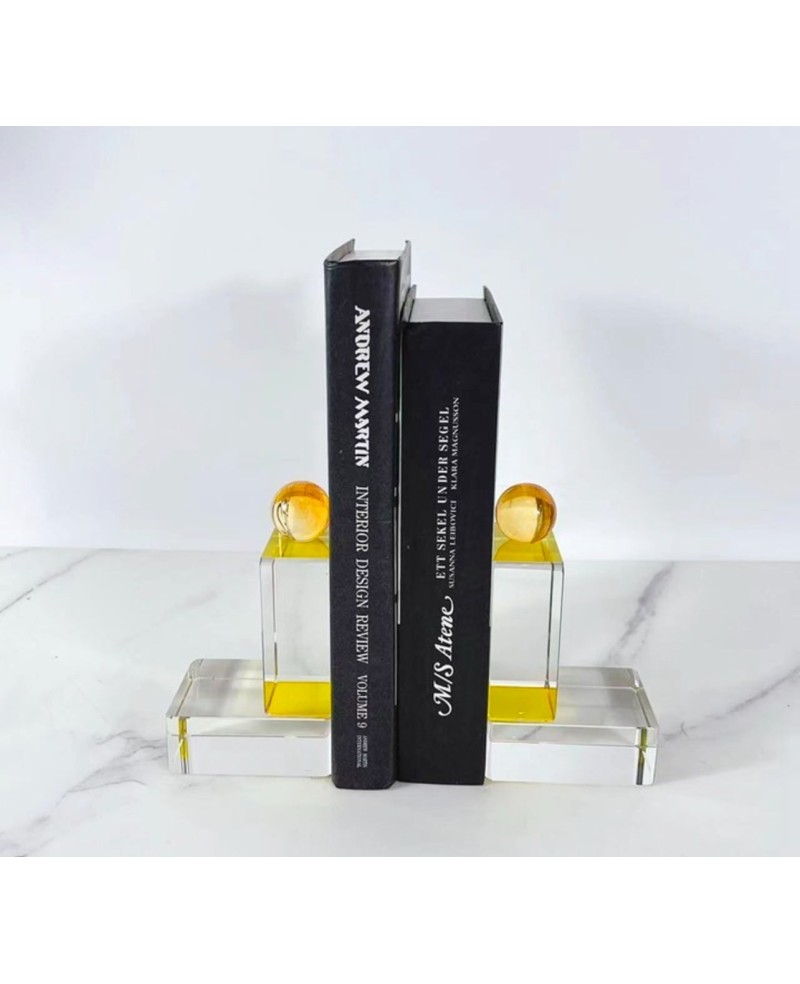 Serre Livre en Cristal Transparent et boule Jaune Serre Livre en Cristal Transparent et boule Jaune