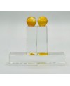 Serre Livre en Cristal Transparent et boule Jaune