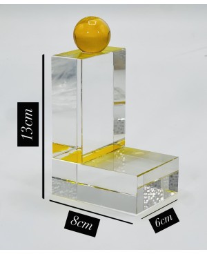 Serre Livre en Cristal Transparent et boule Jaune