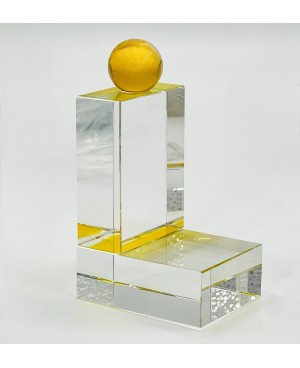 Serre Livre en Cristal Transparent et boule Jaune