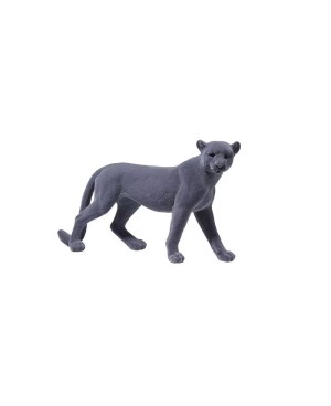 Panthère Décorative en Velours Gris