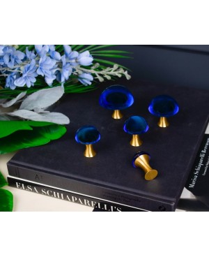  5 champignons en Cristal Bleu et Laiton