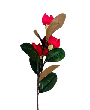 Magnolia Fleur Artificielle Rouge - H 94cm