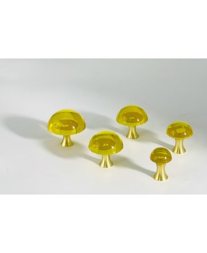  5 champignons en Cristal Jaune et Laiton