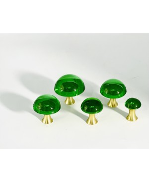  5 champignons en Cristal Vert et Laiton