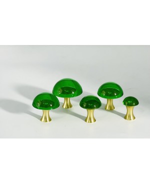 5 champignons en Cristal Vert et Laiton