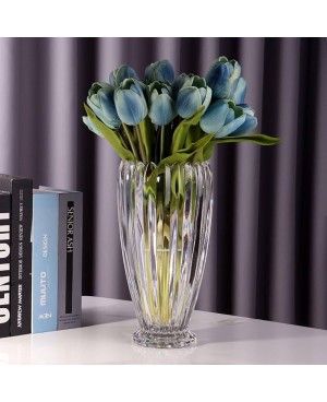  Vase en Cristal Strié Transparent - H 28cm