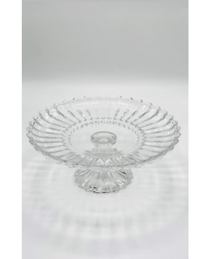  Plat de Présentation sur Pied Rond en Cristal