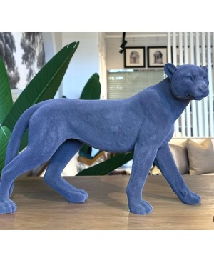  Panthère Décorative en Velours Gris