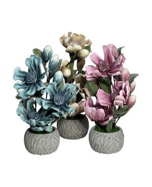 Fleur Artificielle avec Pot en Céramique - Bleu