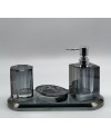 Accessoire SDB 4 pcs en Cristal Gris