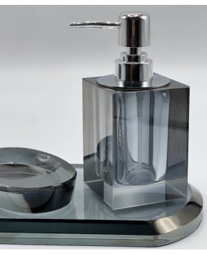 Accessoire SDB 4 pcs en Cristal Gris
