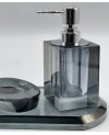 Accessoire SDB 4 pcs en Cristal Gris