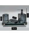 Accessoire SDB 4 pcs en Cristal Gris