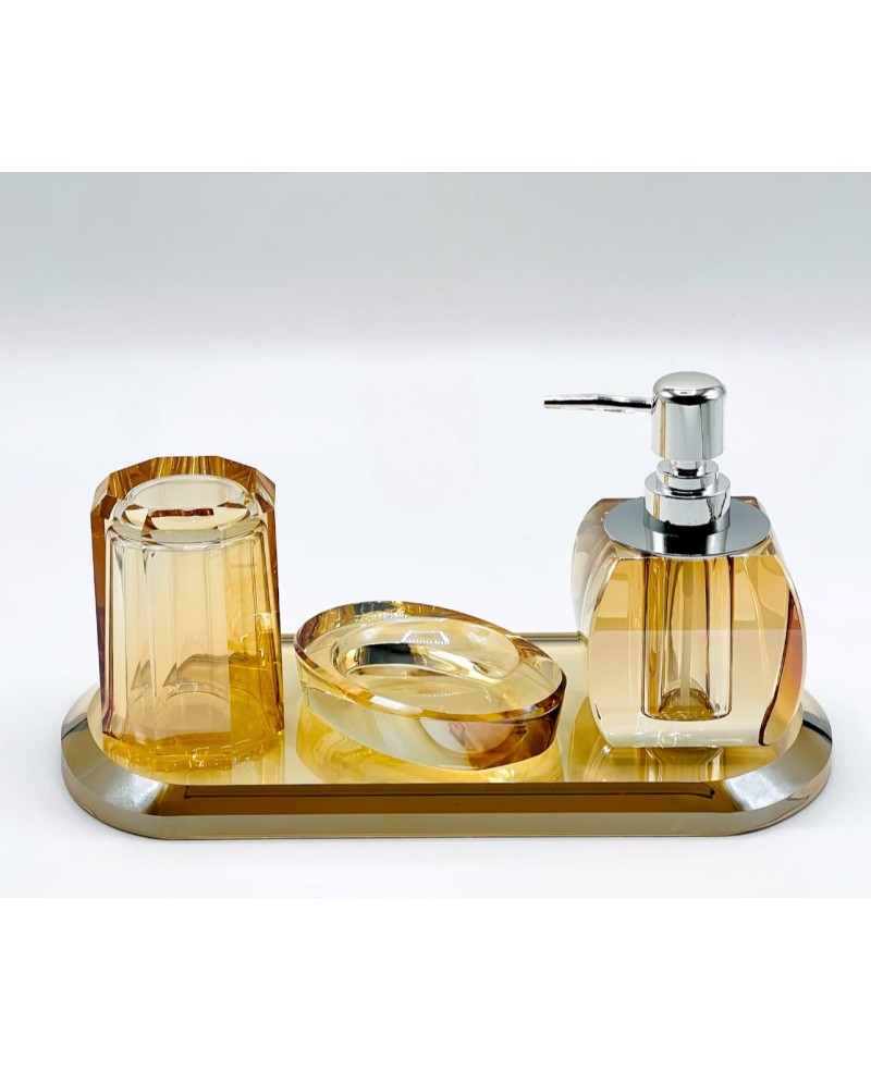 Accessoire SDB 4 pcs en Cristal Doré