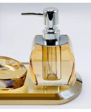 Accessoire SDB 4 pcs en Cristal Doré