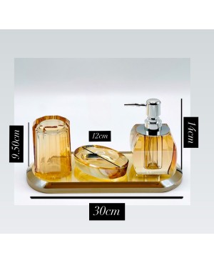 Accessoire SDB 4 pcs en Cristal Doré