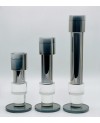 Set de 3 Bougeoirs en Cristal gris