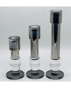 Set de 3 Bougeoirs en Cristal gris
