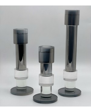 Set de 3 Bougeoirs en Cristal gris