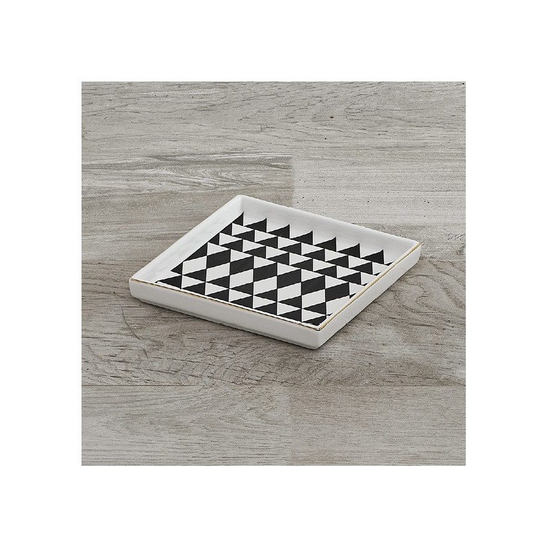 Plat Carré Losange Black & Gold 16.5cm - HENRIETTE