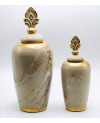 2 Vases Décoratifs Beige et Doré