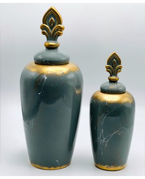  2 Vases Décoratifs Vert Bleu