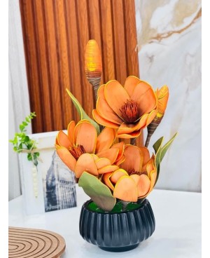  Plante Artificielle Magnolia avec pot - Orange