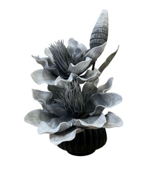 Plante Artificielle avec Pot - Grise