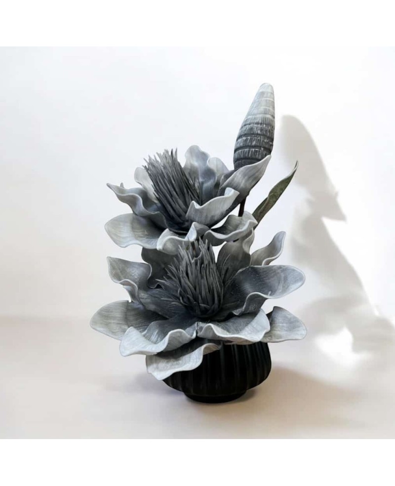 Plante Artificielle avec Pot - Grise