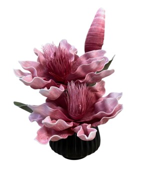 Plante Artificielle Rose avec Pot en Céramique