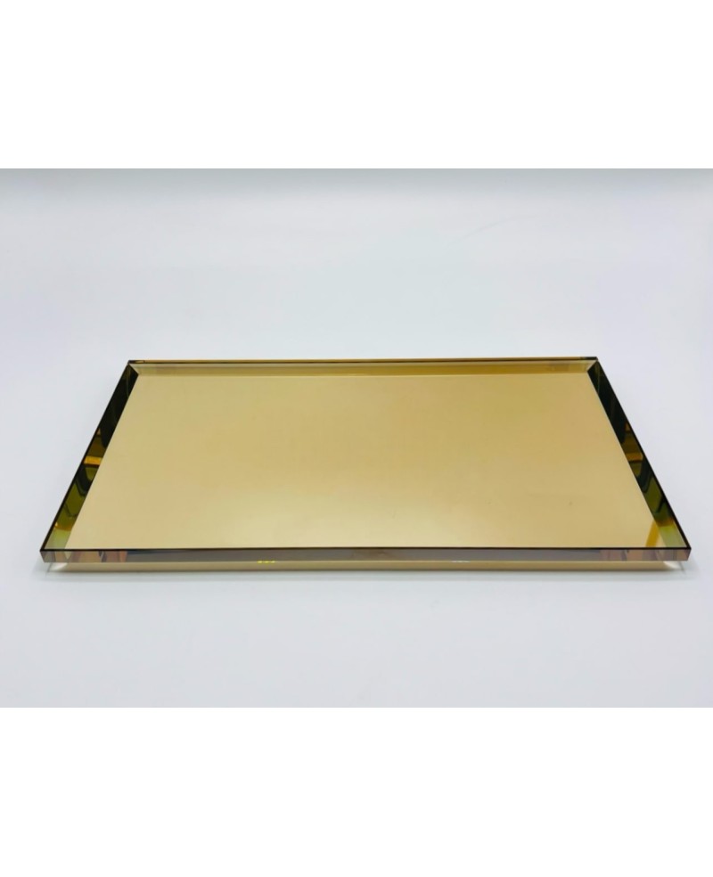 Plateau en Cristal Jaune Doré - 35x20cm