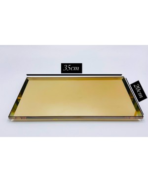 Plateau en Cristal Jaune Doré - 35x20cm