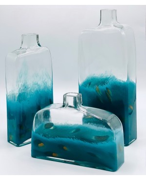  Vase en Verre Bleu - MM