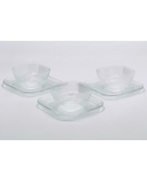  Coffret de 6 bols avec assiettes Strié