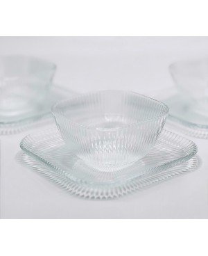 Coffret de 6 bols avec assiettes Strié